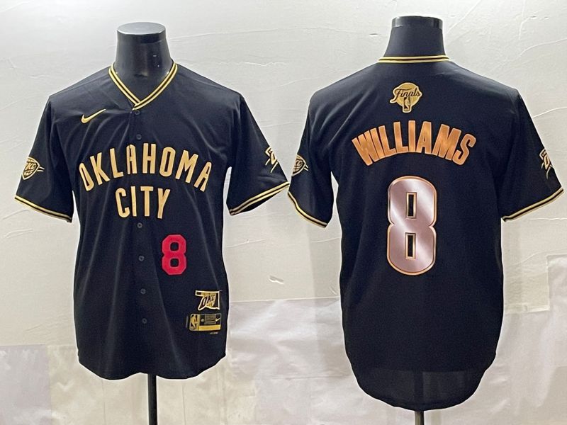 Men 2025 Oklahoma City Thunder 8 Williams Black Gold Nike Joint Name NBA Jersey style 15